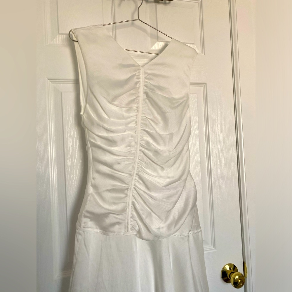 NWT BCBGMaxAzria Ruched Drop Waist Midi Dress - Picture 5 of 12